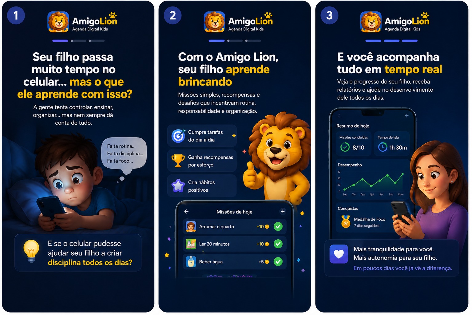 Como o Amigo Lion transforma o tempo de tela em rotina e disciplina